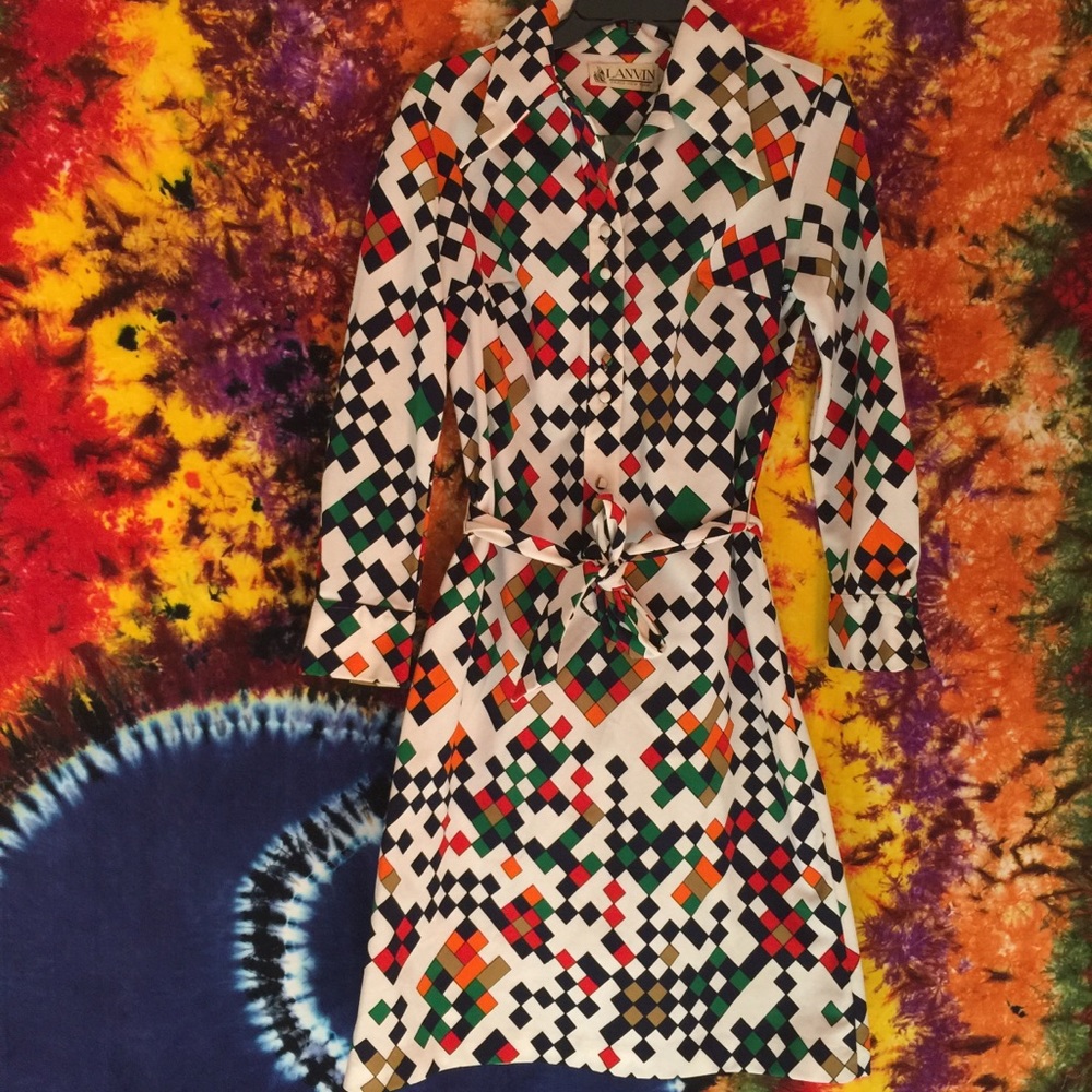 60s 70s  vintage Mod Geometric Lanvin Dress